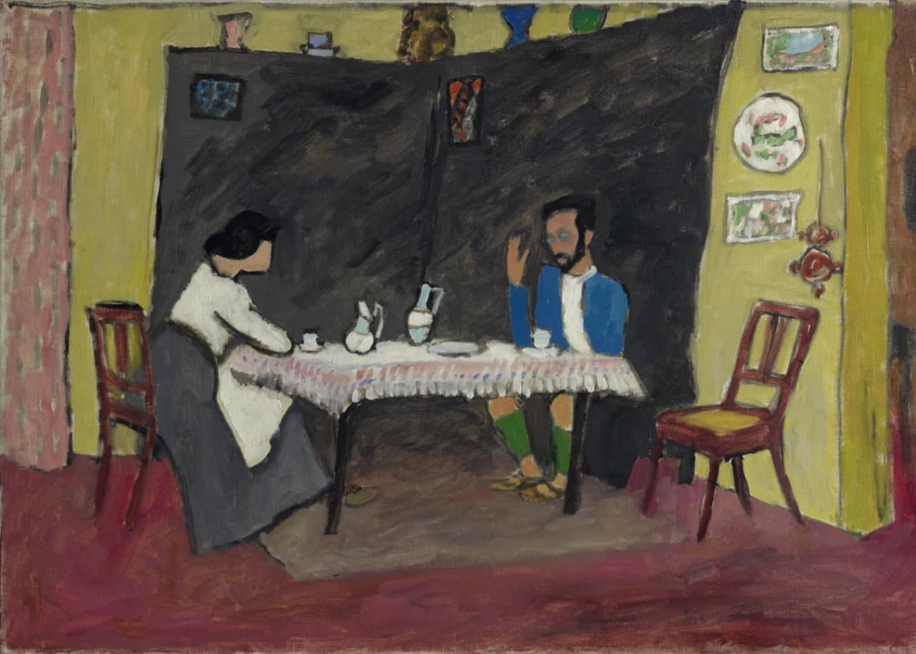 Gabriele Münter, Kandinsky ed Erma Bossi a tavola, 1909 circa, olio su tela, Museo del castello di Murnau, Inv. 7370 © Museo del Castello di Murnau, Foto: Nikolaus Steglich, Starnberg.