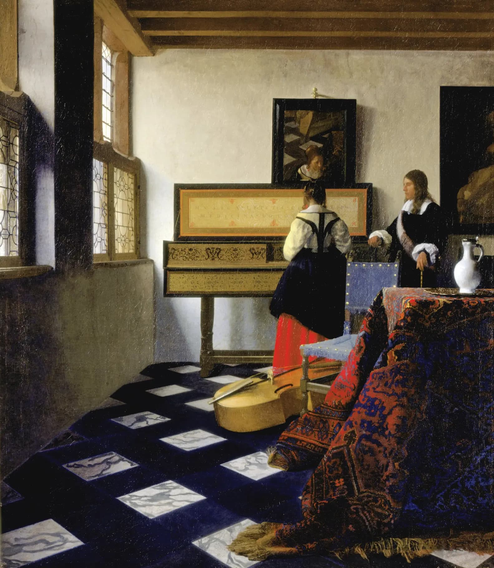 Johannes Vermeer, Lezione di musica, 1662, olio su tela, 74,1 x 64,6 cm, Royal Collection, Londra.
