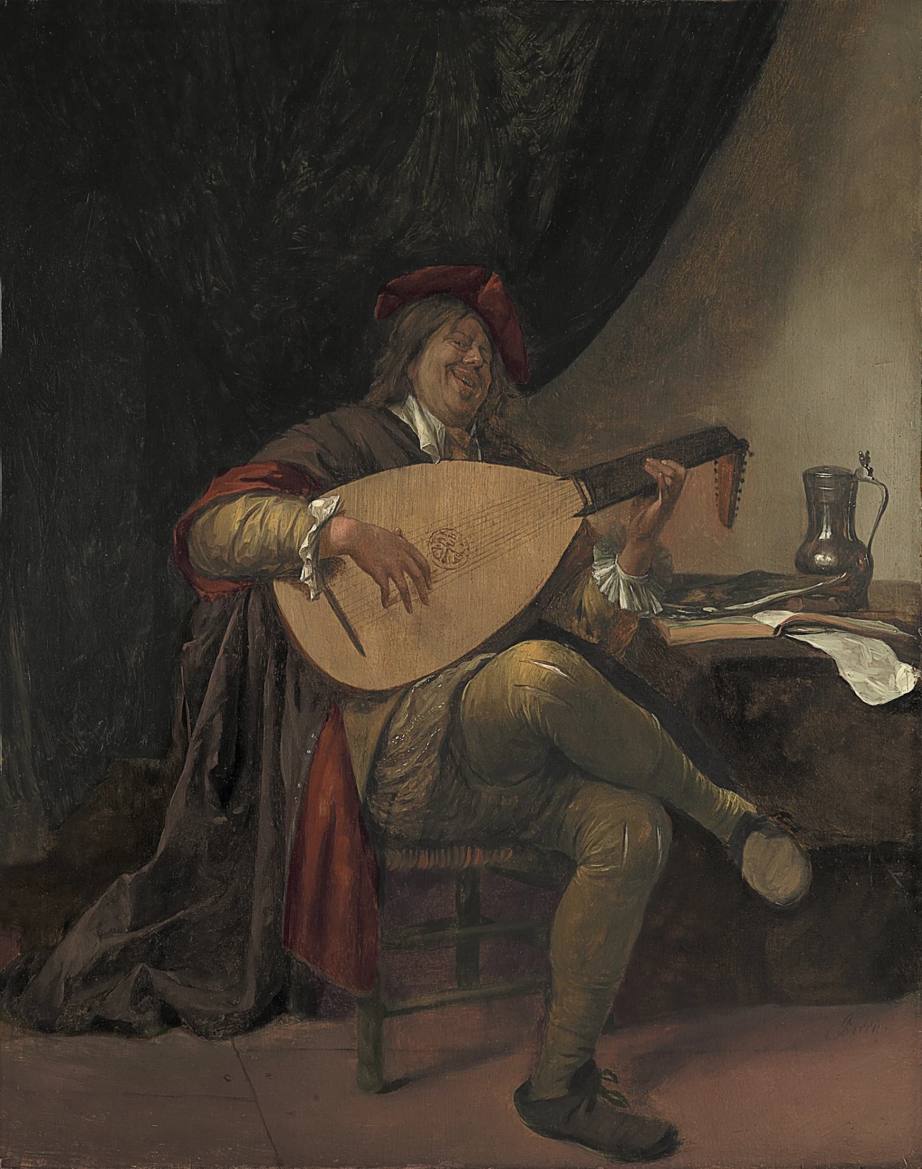 Jan Havicksz. Steen, Autoritratto mentre suona il liuto, 1663 - 1665 circa, olio su tavola, 55,3 x 43,8 cm, Museo Nacional Thyssen-Bornemisza, Madrid.