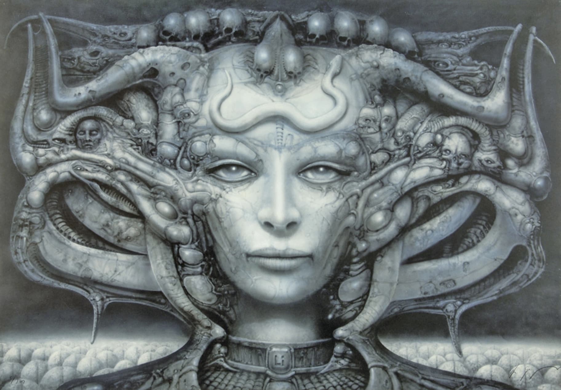 Hans Ruedi Giger, Li I, 1974, elicogravura, 69, 8 x 100 cm, collezione privata.