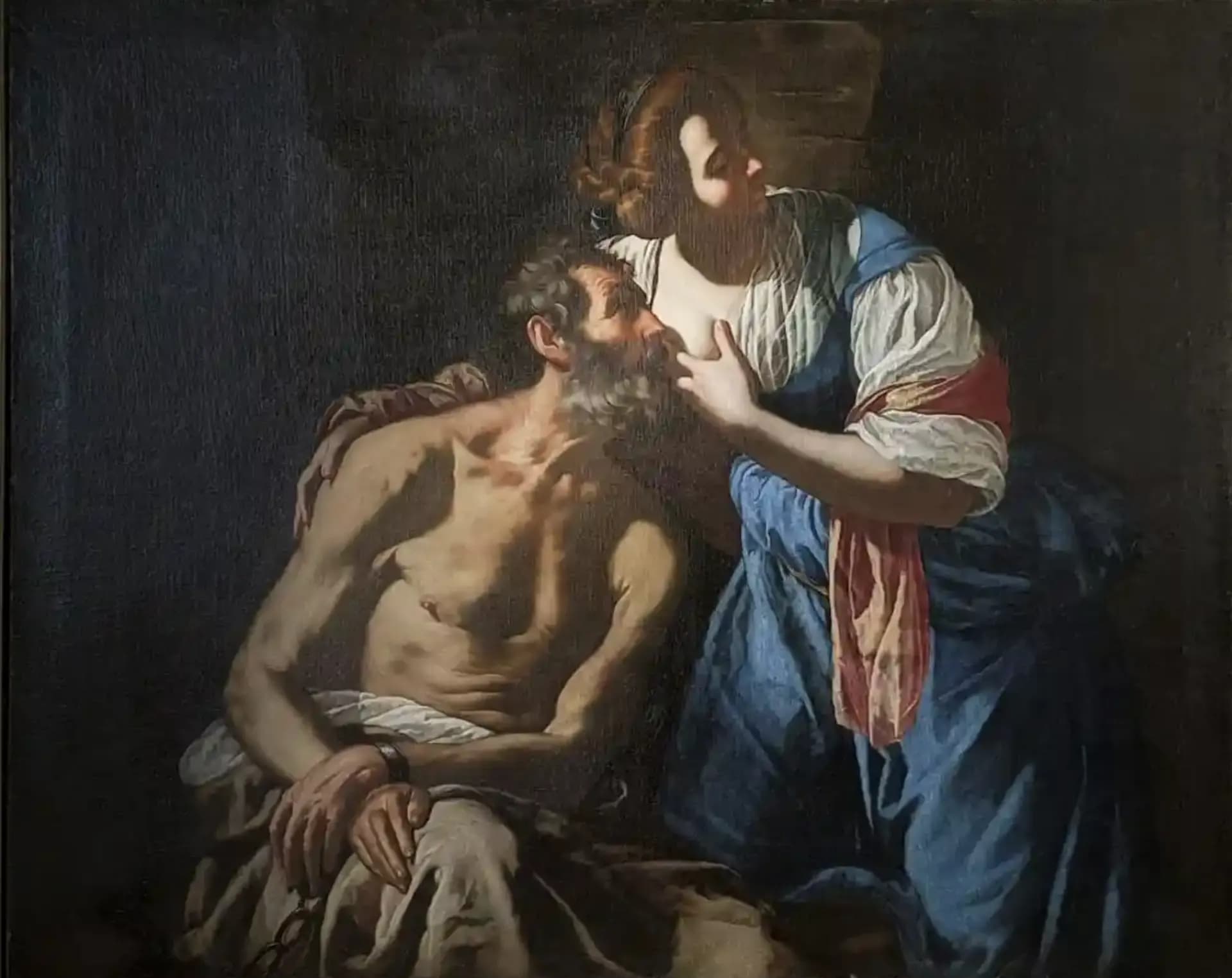 Artemisia Gentileschi, (e la figlia Prudenzia Palmira?), Caritas romana, post 1646, olio su tela, 121 x 147 cm, collezione privata.