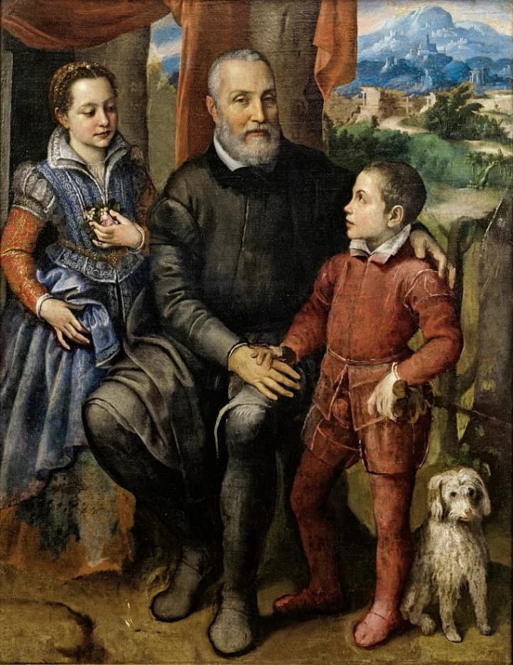 Sofonisba Anguissola, Ritratto di famiglia Anguissola, olio su tela, 1558 circa, 157 x 122 cm, Nivaagaards Malerisamling, Nivå.