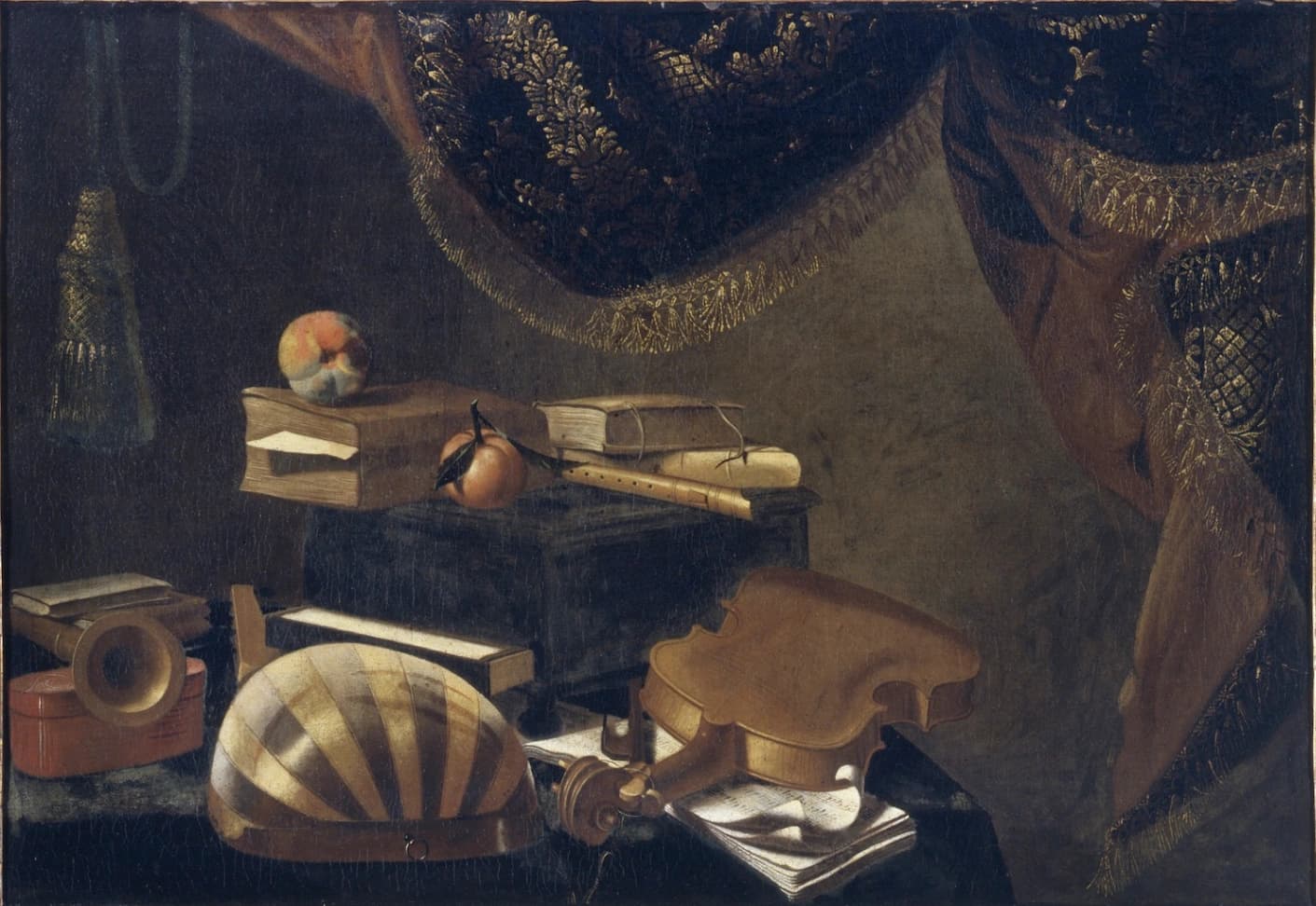 Evaristo Baschenis, Natura morta con strumenti musicali, olio su tela, 60 x 88 cm, Pinacoteca di Brera, Milano.
