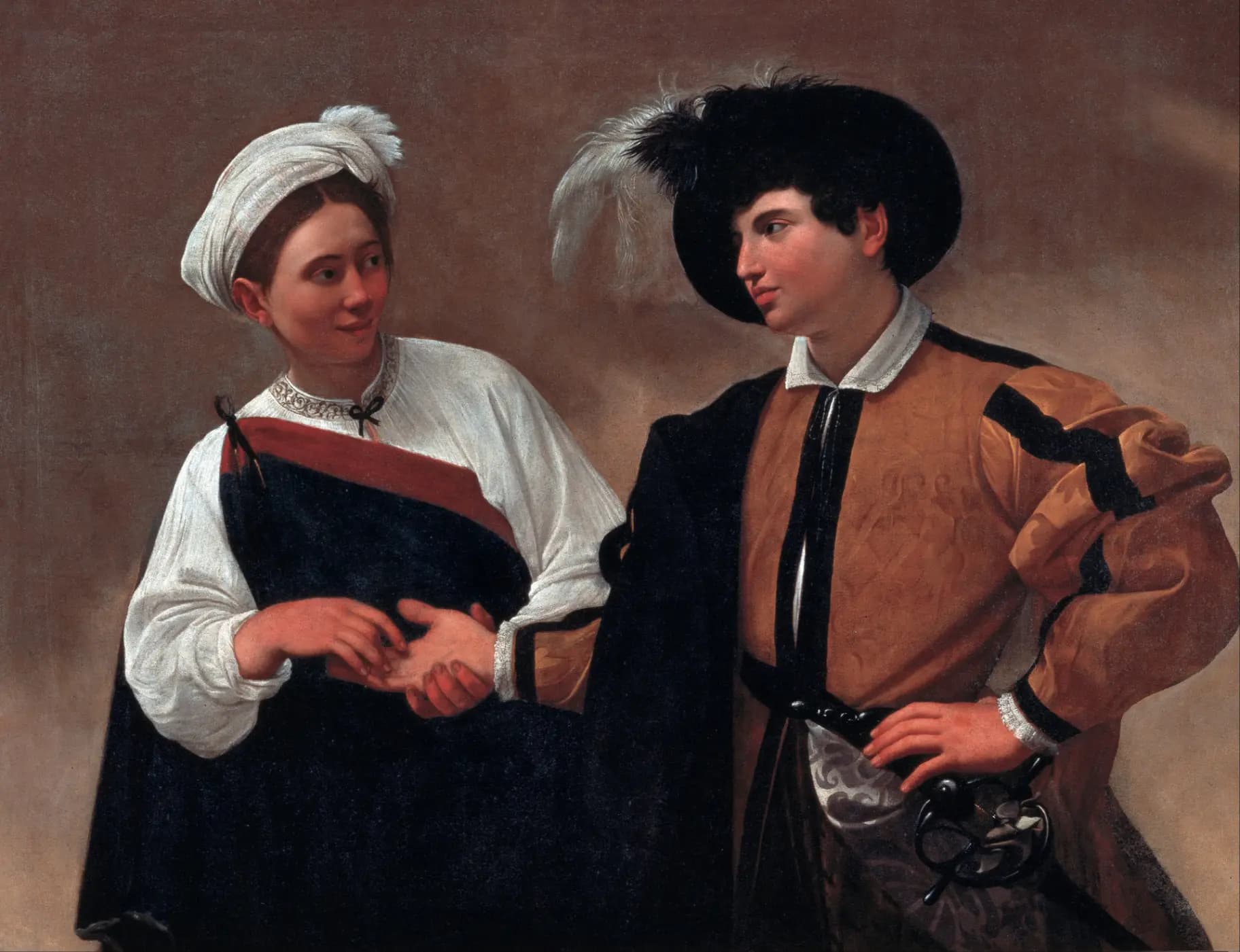 Michelangelo Merisi detto Caravaggio, Buona ventura, 1596-1597, olio su tela, 115 x 150 cm, Musei Capitolini, Roma.