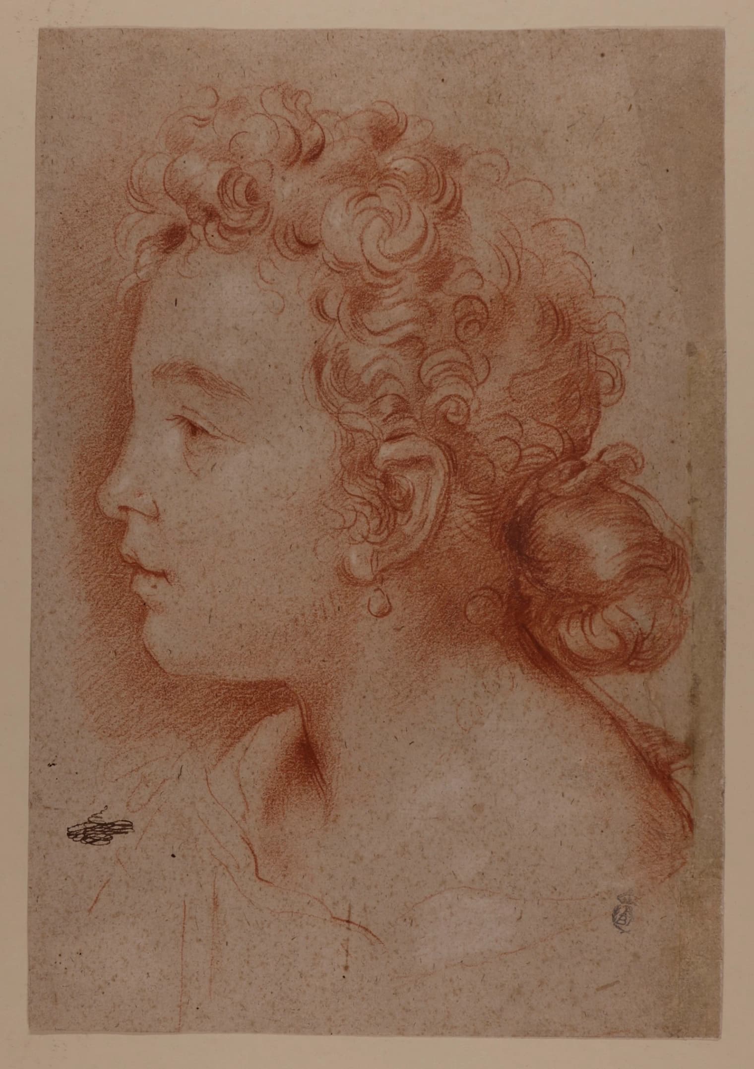 Carlo Maratta, Ritratto di profilo di Faustina Maratta, 1698, 36 0 × 24, 8 cm, sanguigna su carta vergata grigia, Real Academia de Bellas Artes de San Fernando, Madrid.