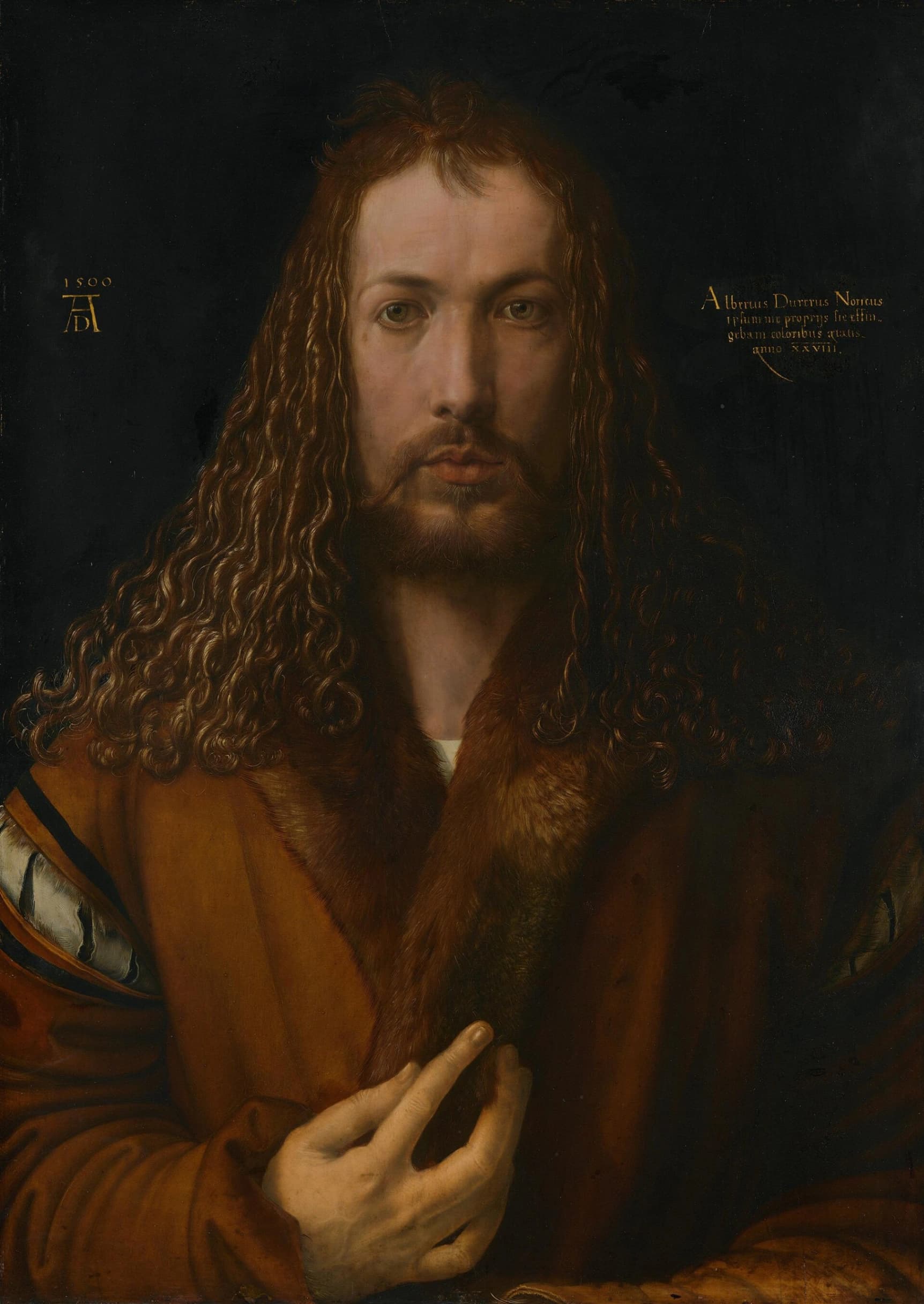 Albrecht Dürer, Autoritratto, 1500, olio su legno, 67,1 cm x 48,9 cm, Alte Pinakothek, Monaco.