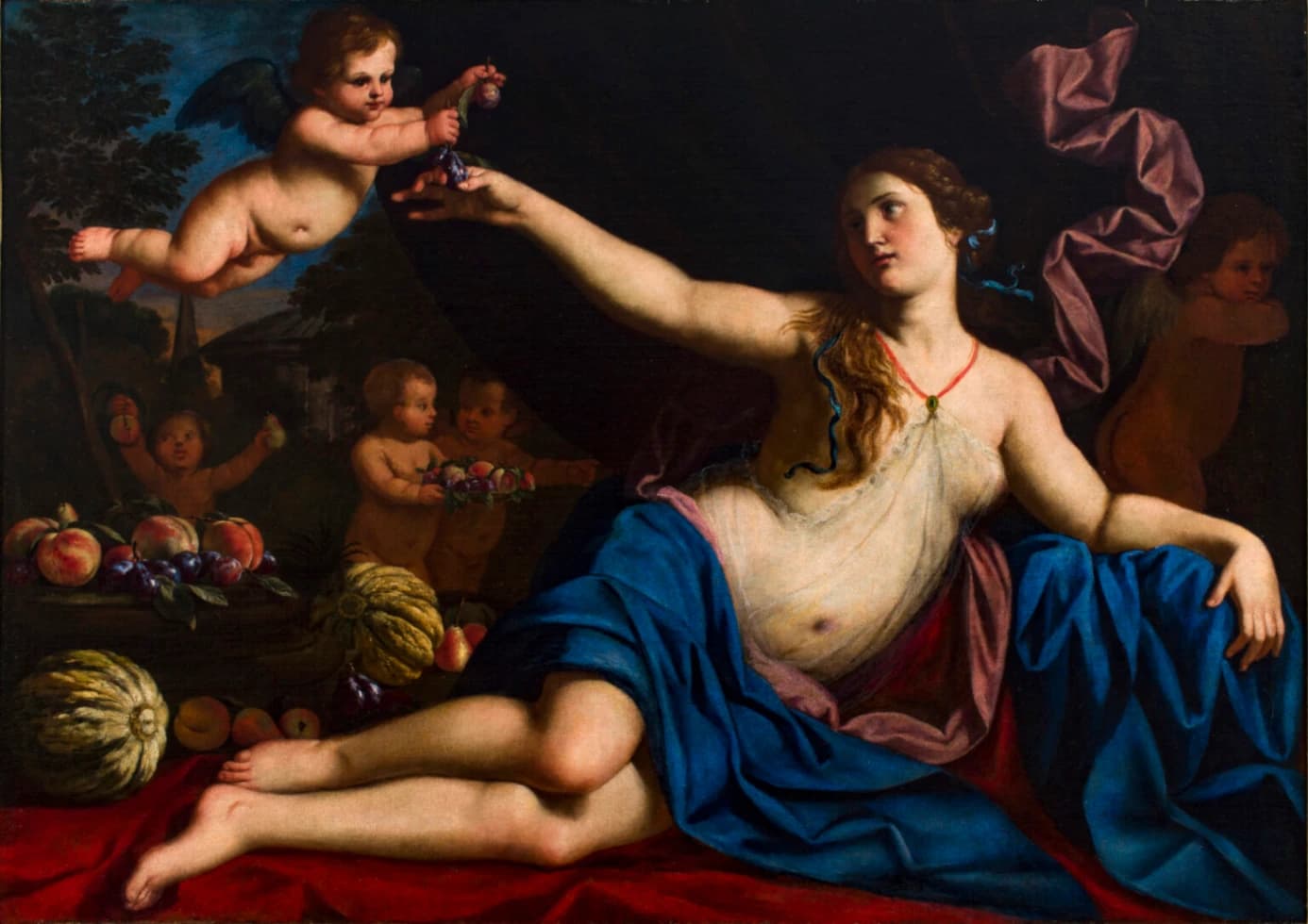 Giacinto Gimignani e Abraham Brueghel, Allegoria della Bellezza con natura morta, 1679, olio su tela, collezione privata. © Arcuti Fine Art