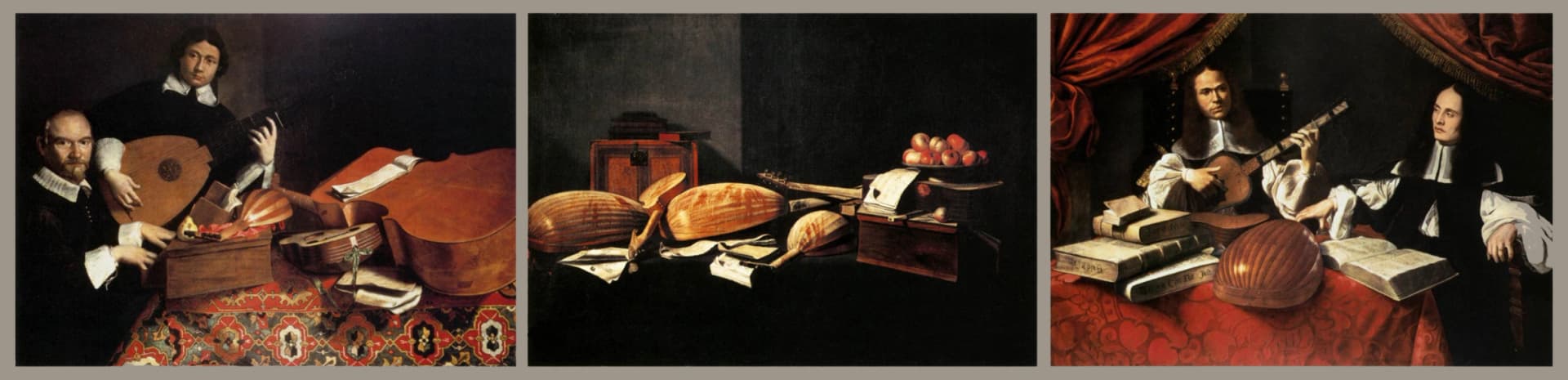 Evaristo Baschenis, Trittico Agliardi, 1664-1666 circa, olio su tela, ciascuna tela 115 x 163 cm, collezione privata.