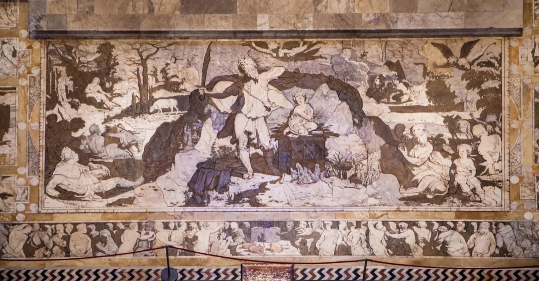 Domenico Beccafumi, Sacrificio di Isacco, pavimento a mosaico, Duomo di Siena. © Michele Busillo