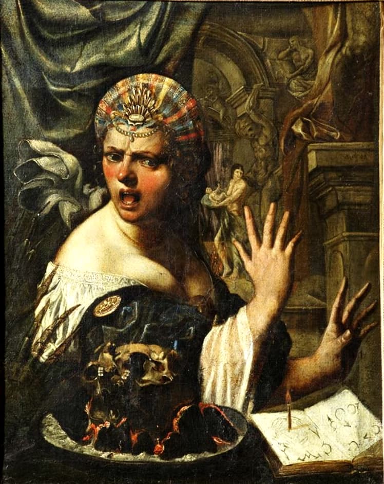 Pseudo Caroselli, La Negromante, 1625, olio su tela, 44 x 35 cm, Pinacoteca civica "F. Podesti", Ancona.