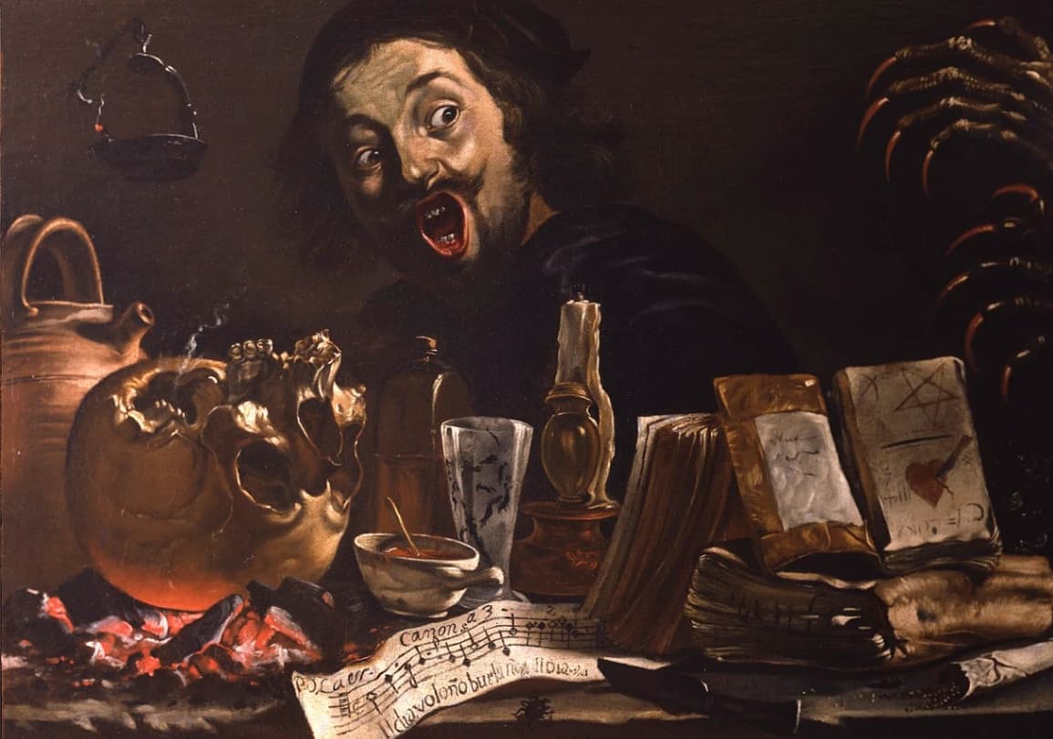 Pieter van Laer, Autoritratto con scena magica, 1635-1637, olio su tela, 80 x 114.9 cm, Leiden Collection, New York.