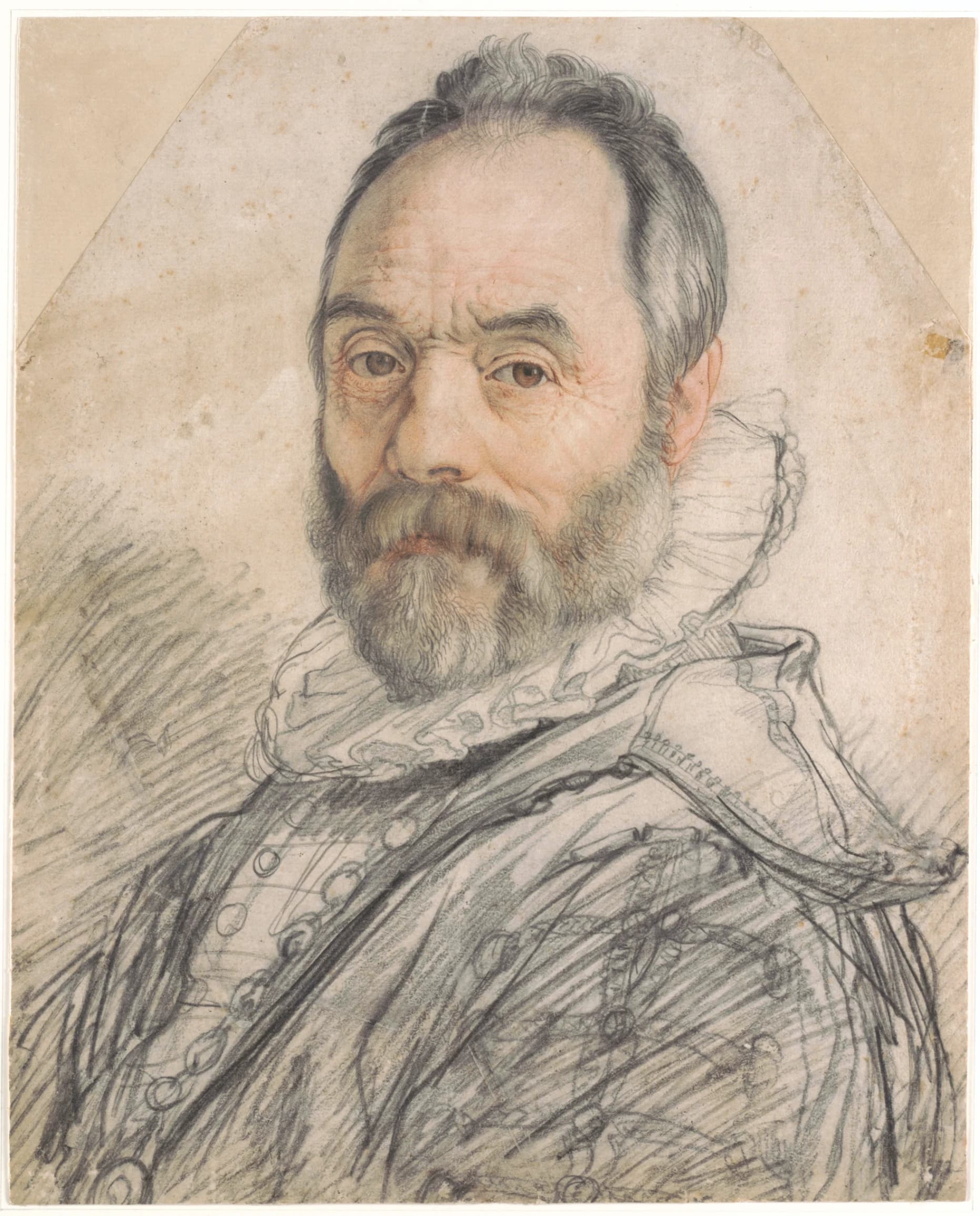 Hendrick Goltzius, Ritratto di Giambologna, 1591, gesso, 37 x 30 cm, Museo Teylers, Haarlem.