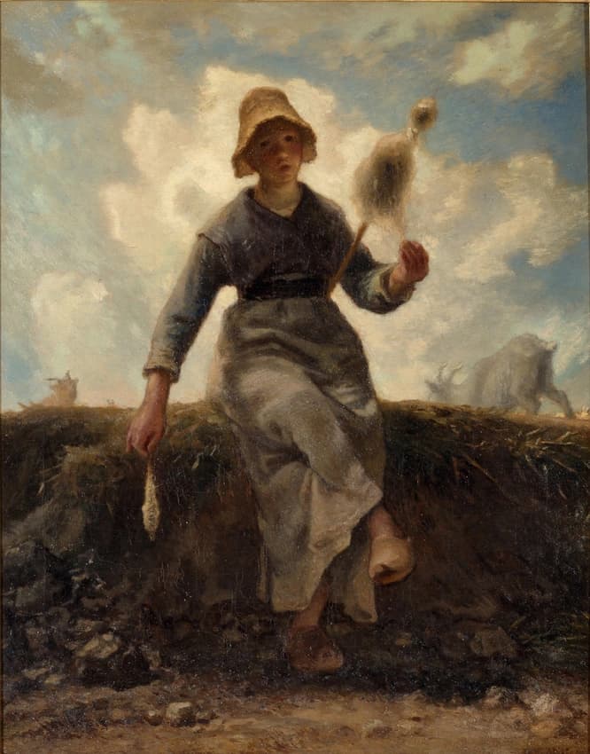 Jean-François Millet, La filatrice, pastorella d’Alvernia, 1868-1869, olio su tela, 92,5 × 73,5 cm, Musée d’Orsay, Parigi.