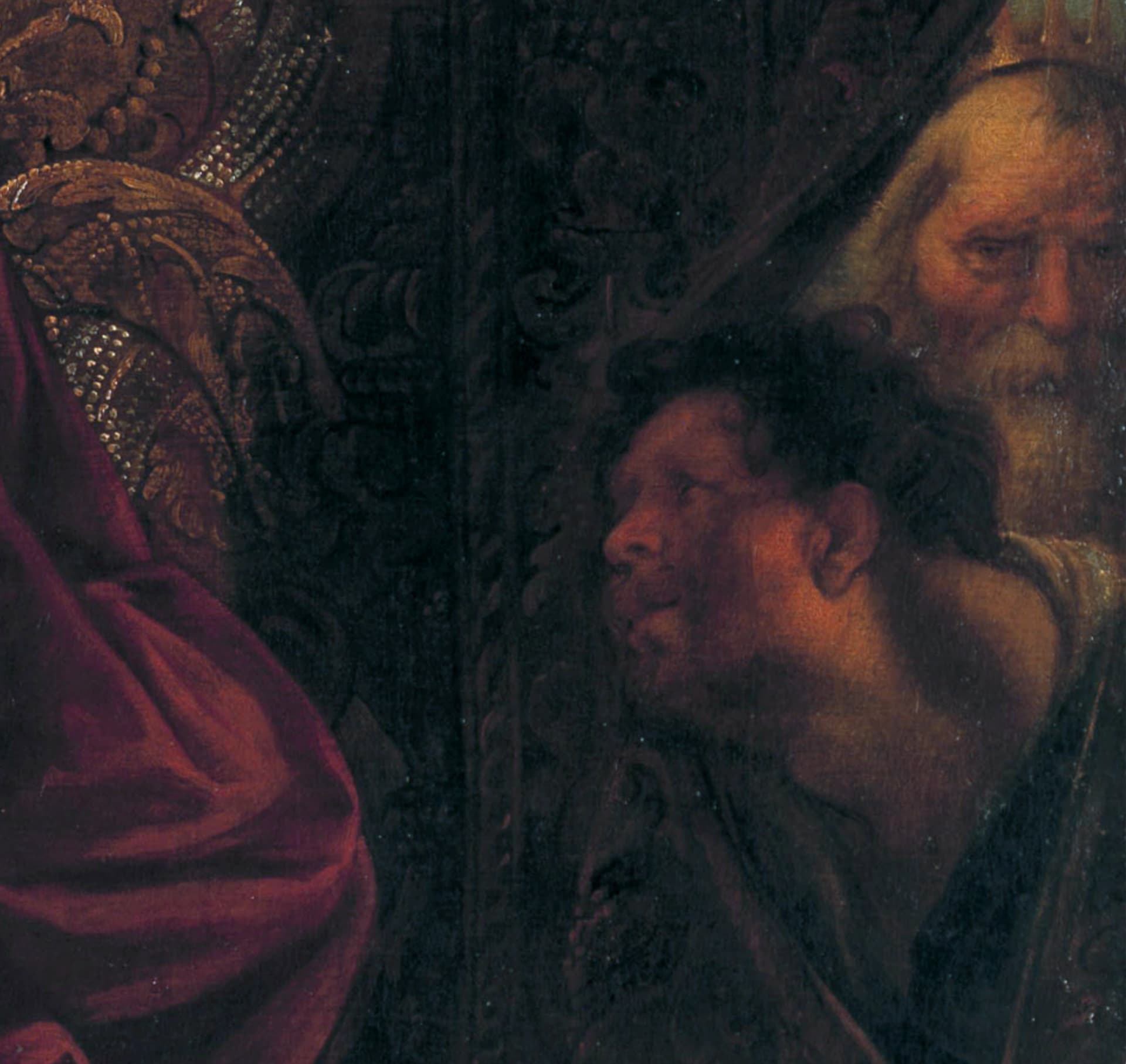 Dettaglio degli uomini, presi dalla bellezza della donna.