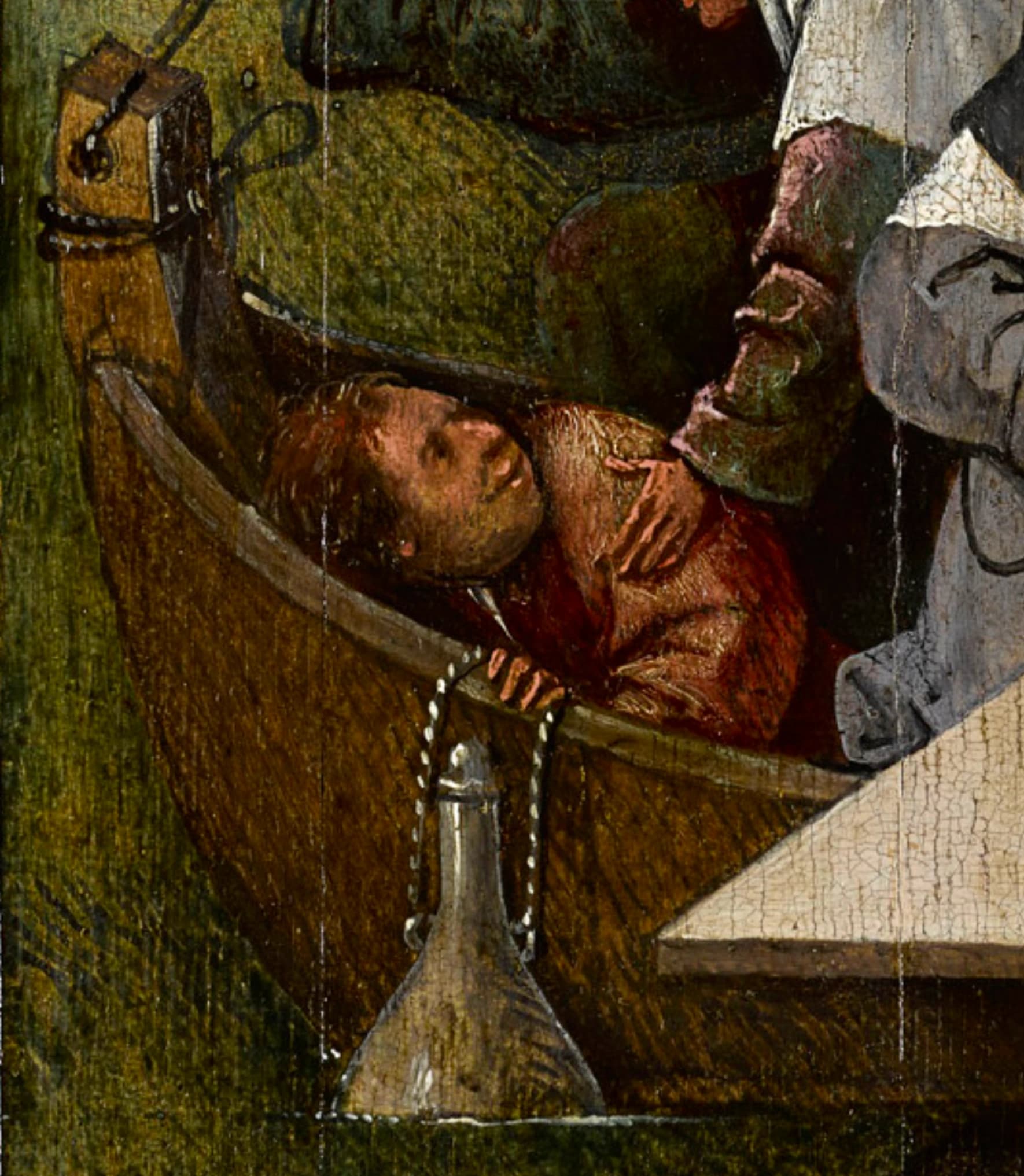 Hieronymus Bosch, La Nave dei Folli, 1494 circa, olio su tavola, 57,9 × 32,6 cm, Museo del Louvre, Parigi. Dettaglio.