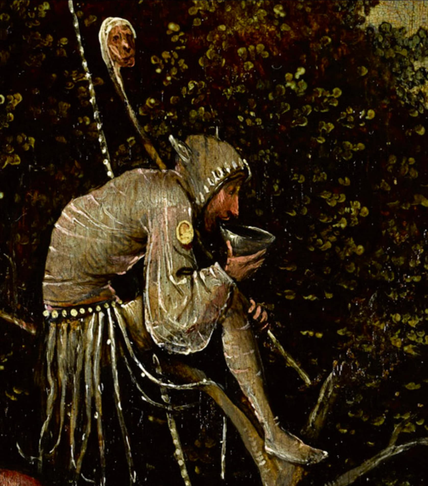Hieronymus Bosch, La Nave dei Folli, 1494 circa, olio su tavola, 57,9 × 32,6 cm, Museo del Louvre, Parigi. Dettaglio.