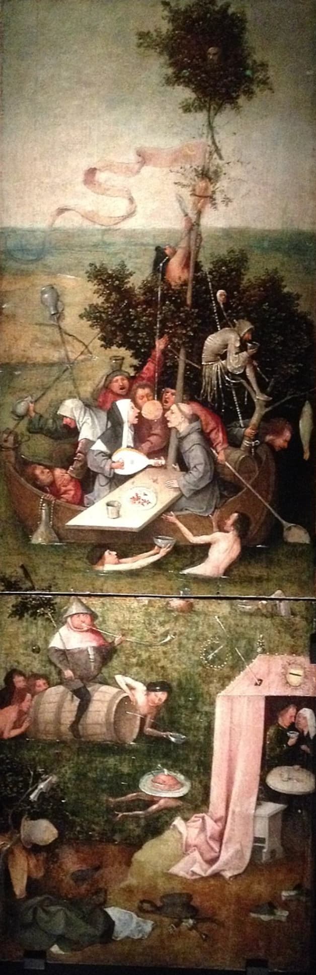 Hieronymus Bosch, Allegoria dei Piaceri, 1494 circa, olio su tavola, 35,9 × 31,4 cm, Yale University Art Gallery, New Haven. L'immagine, seppur di scarsa qualità, permette di cogliere il legame originario tra l'opera in oggetto e l'Allegoria dei Piaceri.