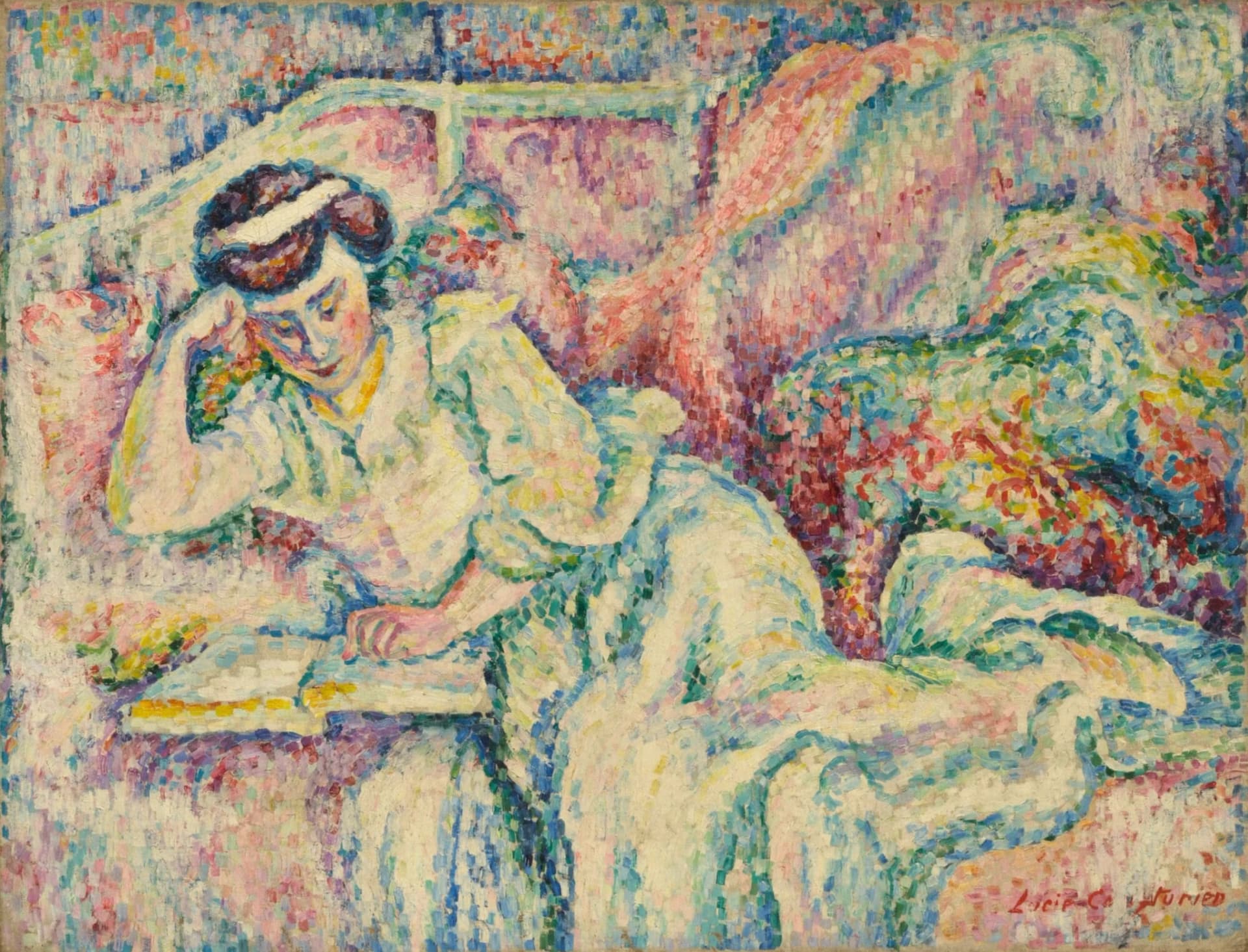 Lucie Cousturier, Donna che legge, 1907, olio su tela, 85,1 × 111,8 cm, The Museum of Modern Art, New York. Donazione E. &amp; A. Silberman Galleries © The Museum of Modern Art, New York