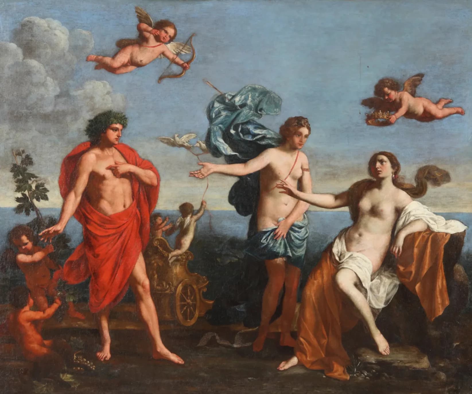 Giacinto Gimignani, Bacco e Arianna, 1650 circa, olio su tela, 123,5 x 149,5 cm, Ptuj Ormož Regional Museum, Ptuj castle.