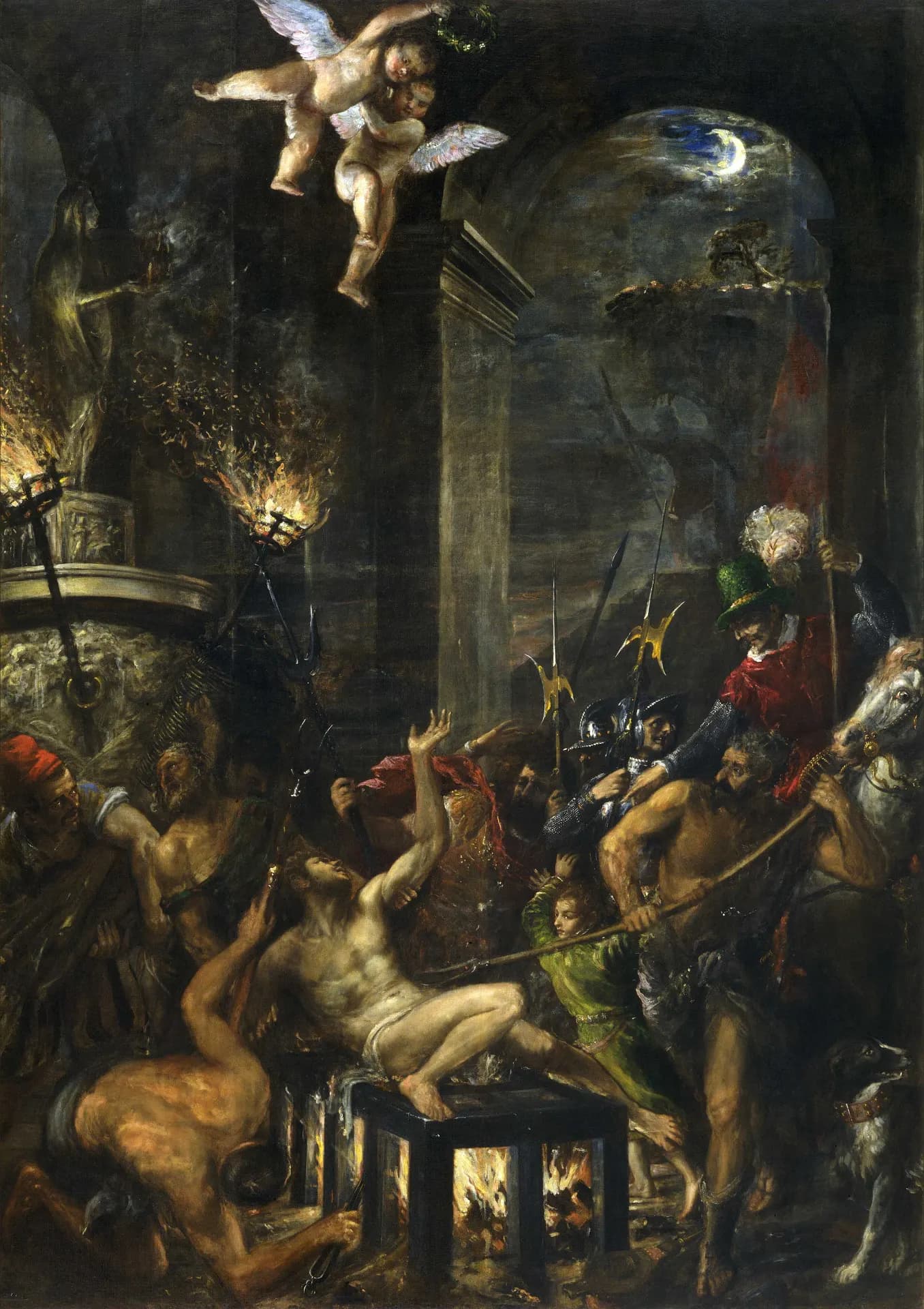 Tiziano Vecellio, Martirio di San Lorenzo, 1564-1567, olio su tela, 415 x 297,5 cm, Monastero dell'Escorial, Madrid.