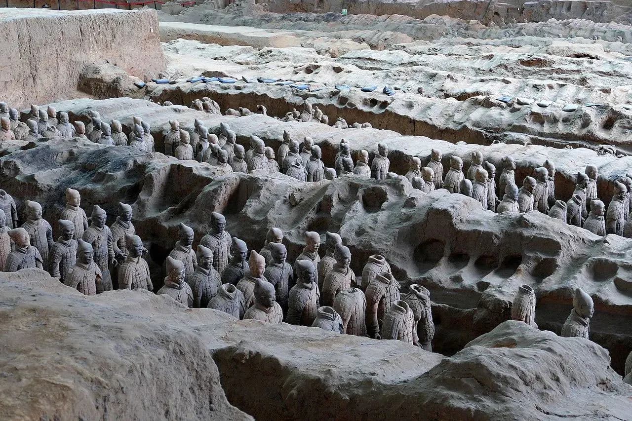 Un particolare dell'esercito di terracotta, nel complesso funerario di Qin Shi Huang.
