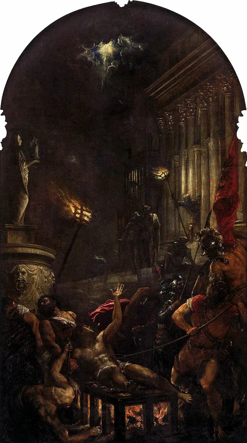 Tiziano Vecellio, Martirio di San Lorenzo, 1557-1559 circa, olio su tela, 493 x 277 cm, Chiesa di Santa Maria Assunta, detta dei Gesuiti, Venezia.