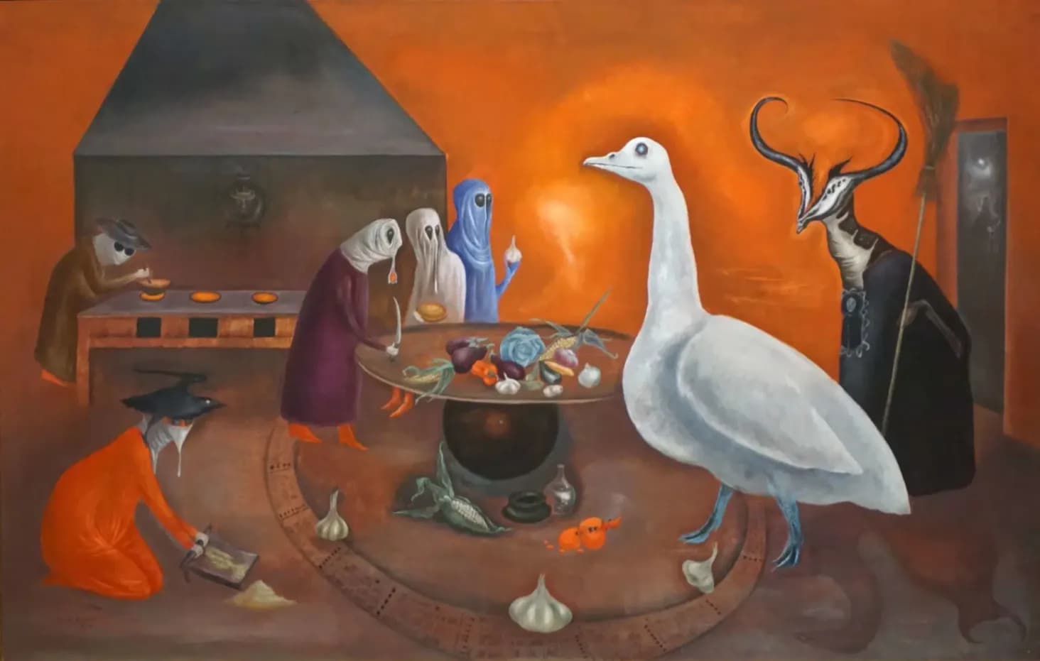 Leonora Carrington, La cucina aromatica della nonna Moorhead, 1974. The Charles B. Goddard Center for Visual and Performing Arts - Ardmore, Oklahoma © Estate of Leonora Carrington, by SIAE 2025.