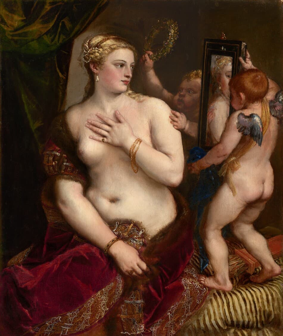 Tiziano Vecellio, Venere allo specchio, 1555 circa, olio su tela, 49 x 41 cm, Andrew W. Mellon Collection, National Gallery of Washington, Washington DC.