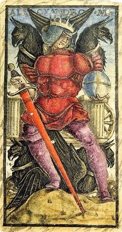 Alessandro Magno, carta del mazzo di tarocchi Sola Busca, Pinacoteca di Brera, Milano. © Pinacoteca di Brera