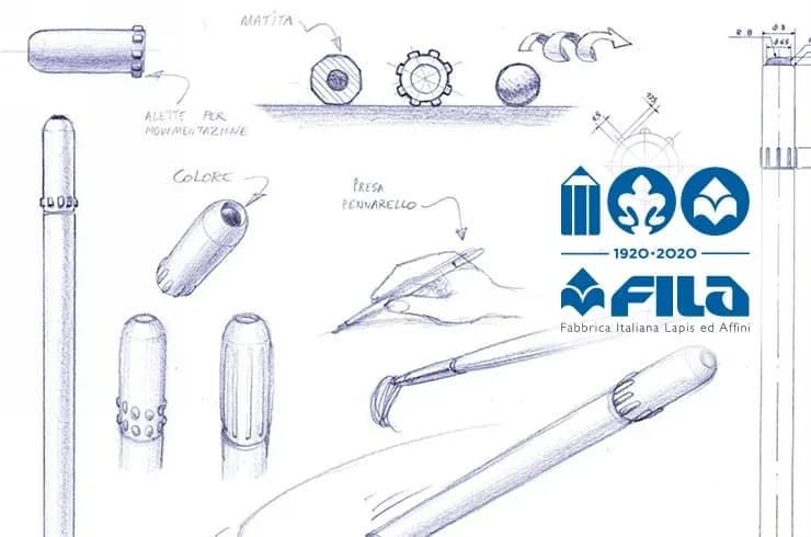 Disegno che sintetizza l'invenzione del Tratto Pen da parte dell'azienda FILA © FILA