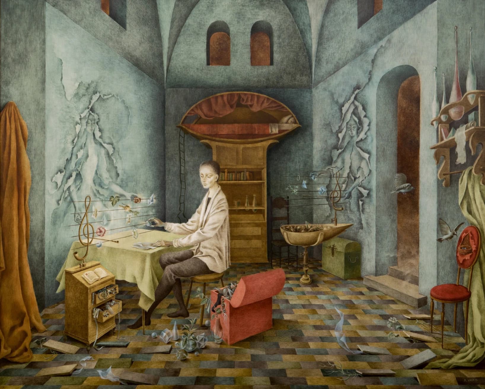 Remedios Varo, Armonia (Autoritratto suggestivo), 1956, olio su masonite.