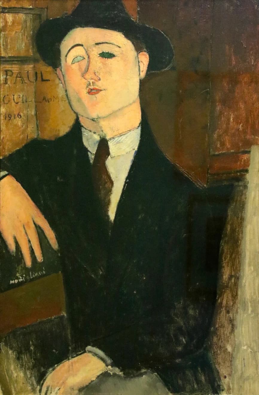Amedeo Modigliani, Ritratto di Paul Guillaume, 1916, olio su tela, 81 × 54 cm, Museo del Novecento, Milano.