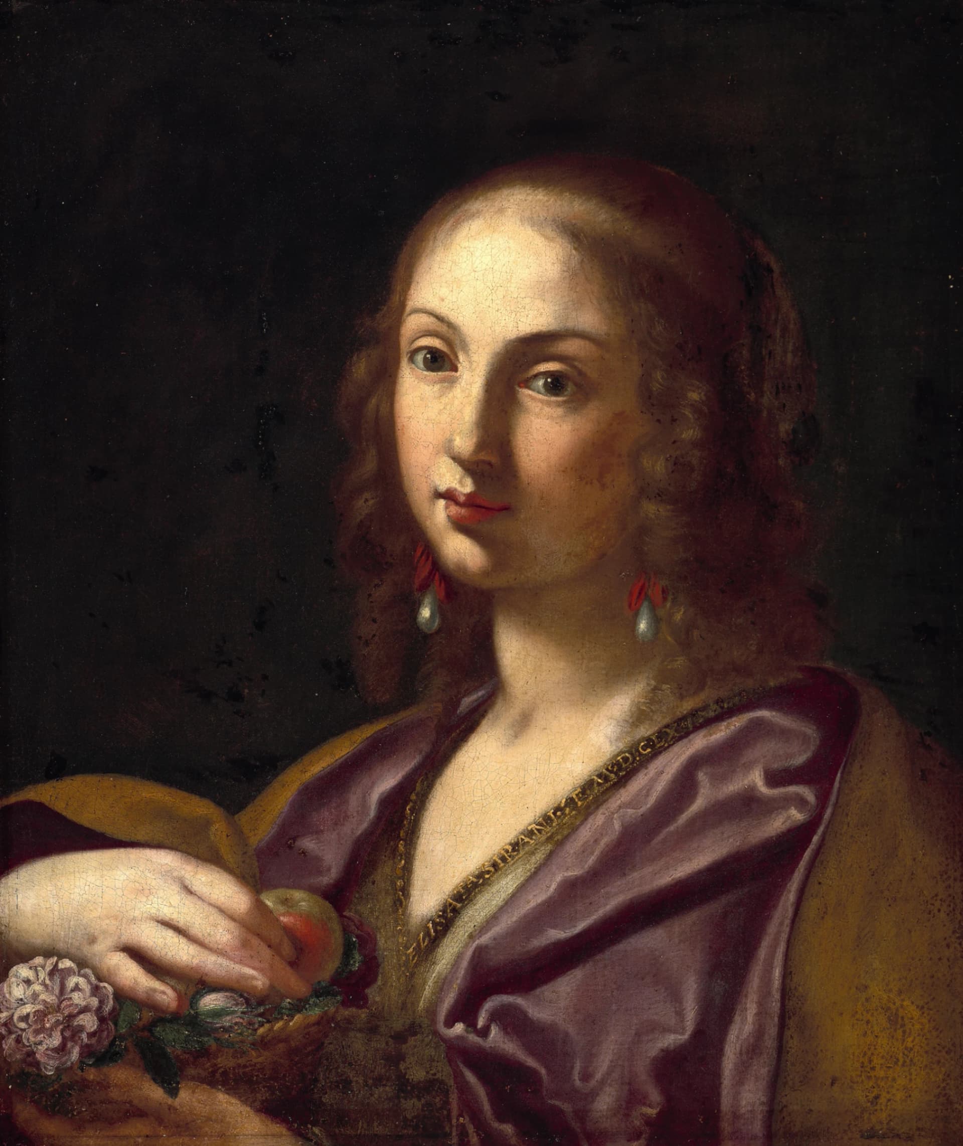 Elisabetta Sirani, Ritratto di Ortensia Leoni Cordini in veste di santa Dorotea, 1660, olio su tela, 59 × 50 cm, collezione privata.