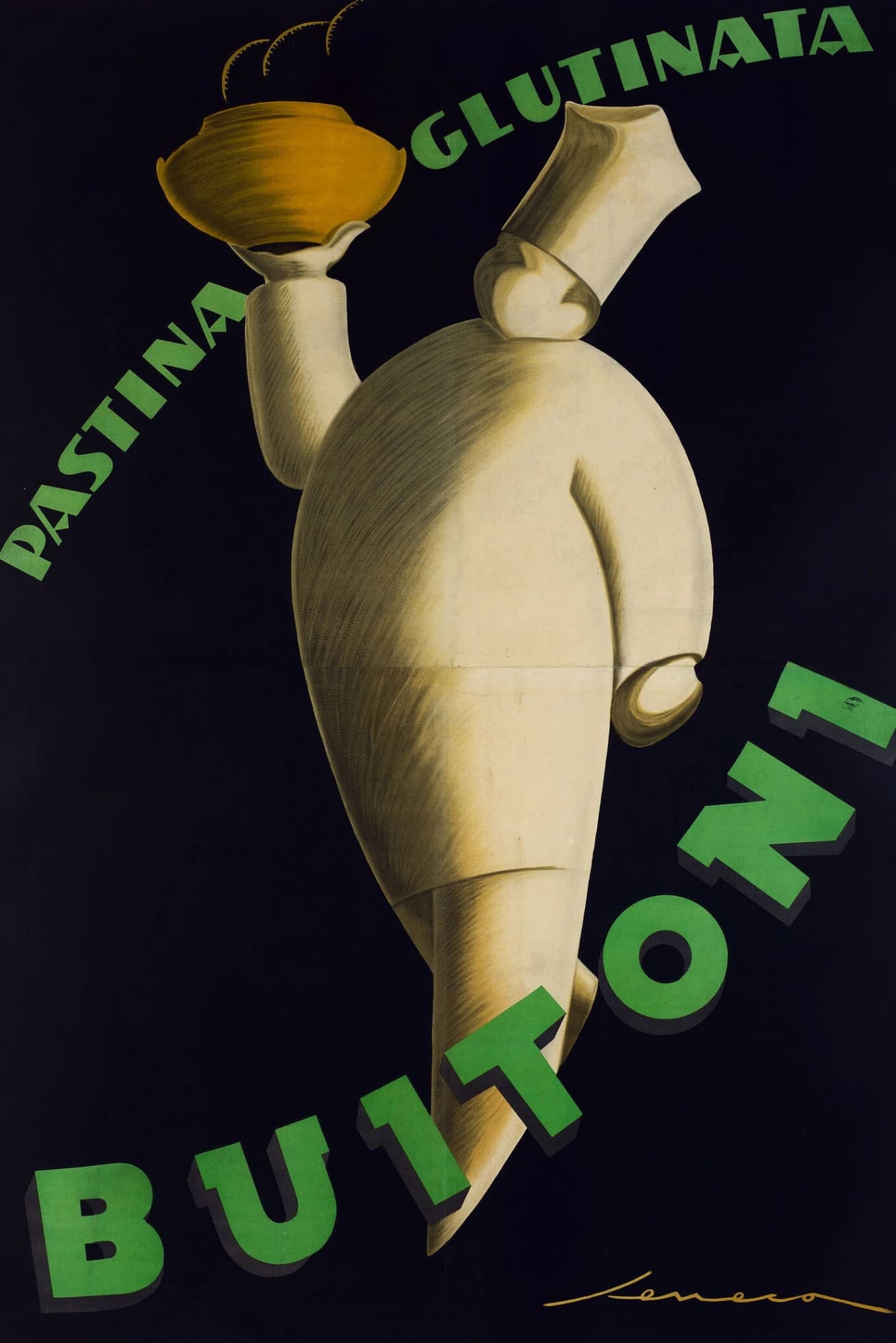 Federico Seneca, manifesto pubblicitario, “Pastina glutinata Buitoni”, 1929, carta/cromolitografia, 196,5 x 140 cm Museo nazionale Collezione Salce, Treviso. Courtesy of M.A.X. museo
