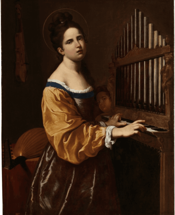 Antiveduto Gramatica, Santa Cecilia, post 1611, olio su tela, 28 x 100 cm, Museo del Prado, Madrid.
