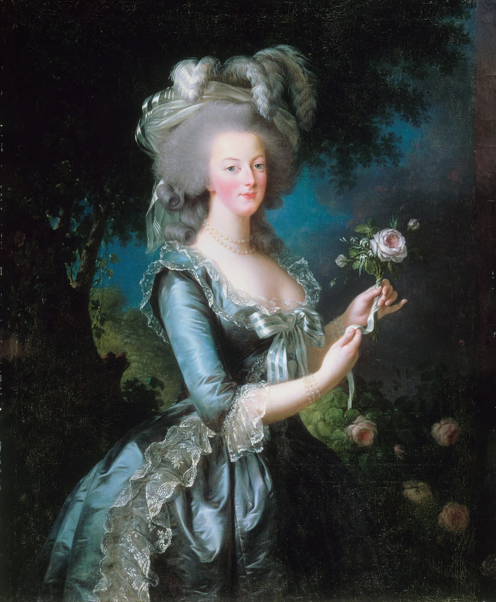 Élisabeth Vigée Le Brun, Ritratto di Maria Antonietta con la rosa, 1783, Castello di Versailles, Versailles.