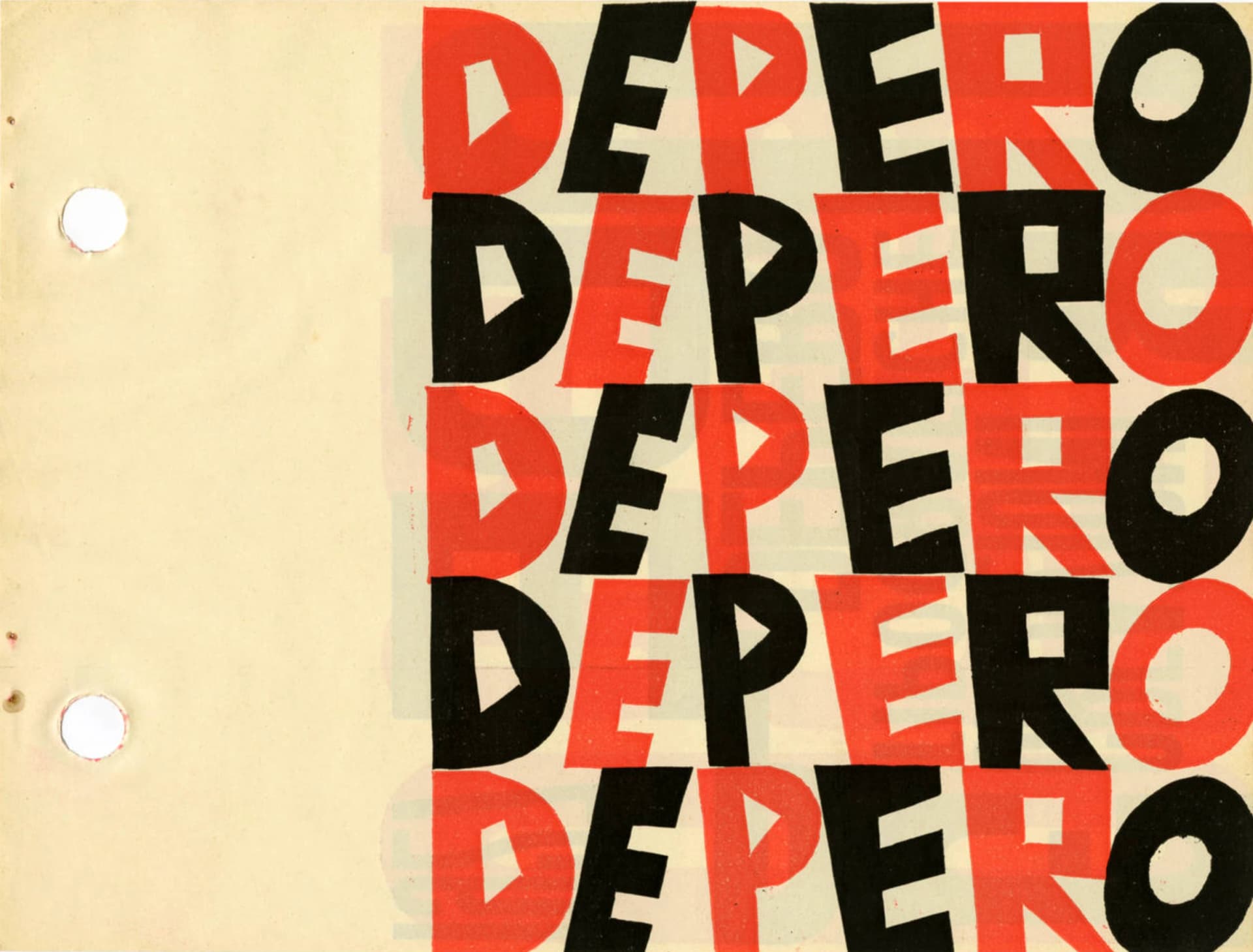 Pagina dalla prima edizione di Depero Futurista, Dinamo-Azari, Milano, 1927, 32 x 24,2 x 24, 2 cm, © 2016 Artists Rights Society, New York, SIAE Roma