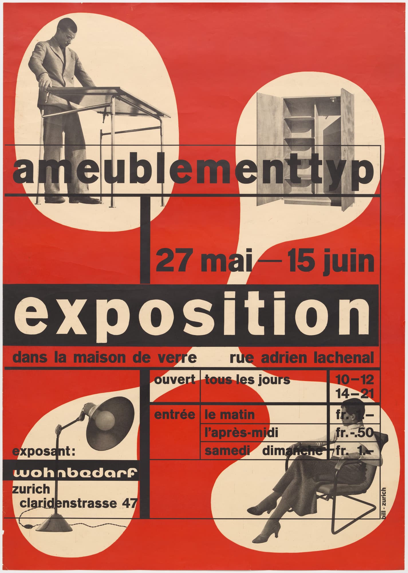 Max Bill, Manifesto per una mostra di mobili di Wohnbedarf presso la Maison de Verre di Le Corbusier, Ginevra, 1933, MoMA, New York. © MoMA
