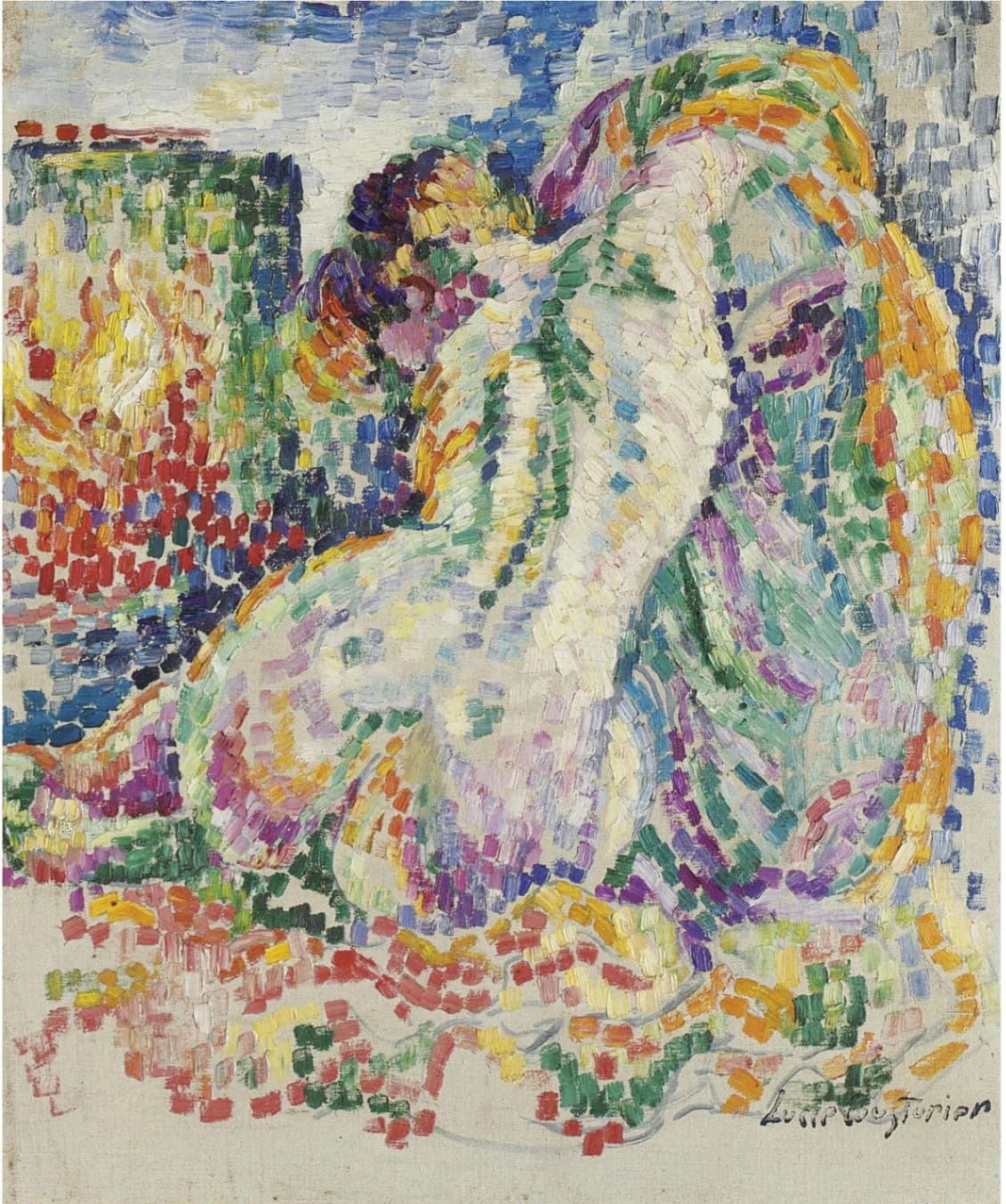 Lucie Cousturier, Nudo seduto, data sconosciuta, olio su tela, 55,2 x 37,5 cm, © Collezione privata